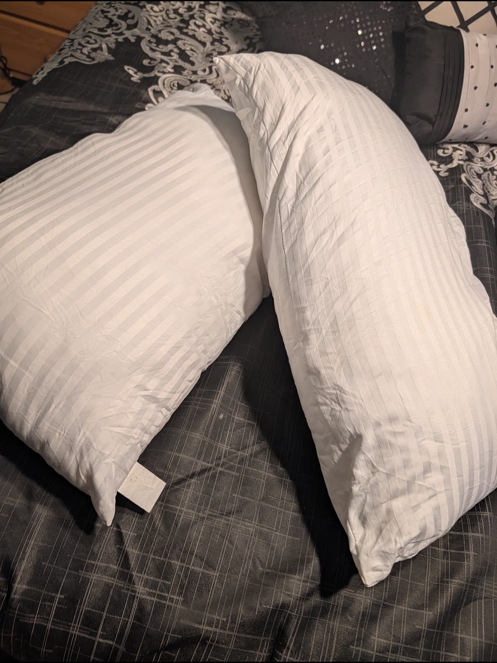 Classic White Striped Pillow Pair - Soft Support for Everyday Comfort